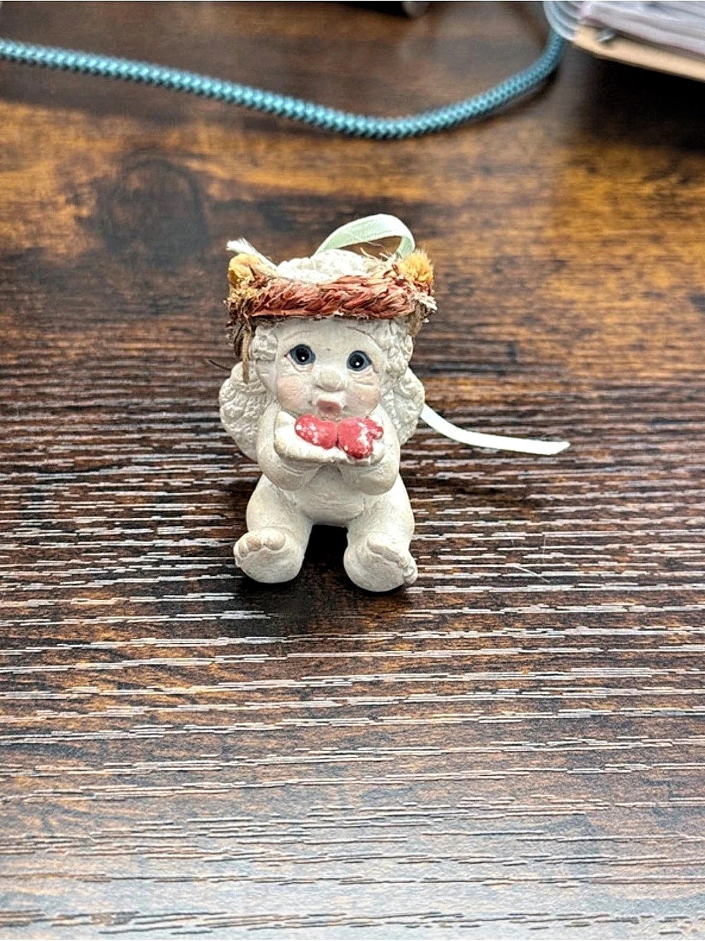 White & Brown Cherub Angel Figurine Decor